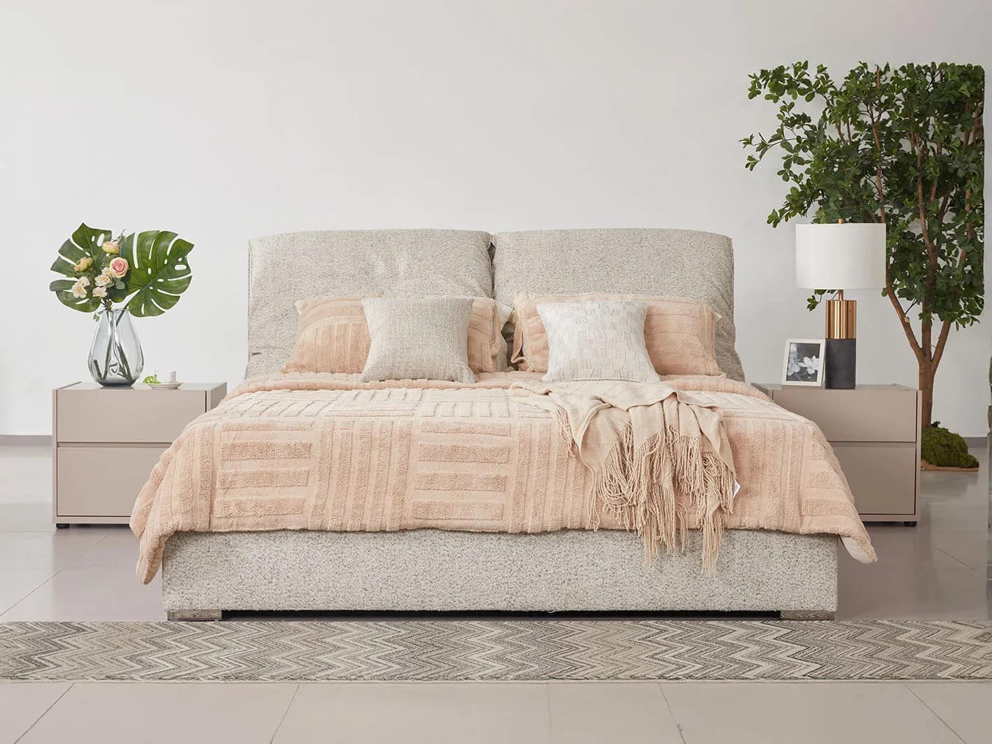غرفة نوم هزال 6 قطع مقاس 180×200 لون بيج