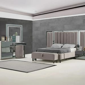 ايلات غرفة نوم 180×200 رمادي 8 قطع وودي