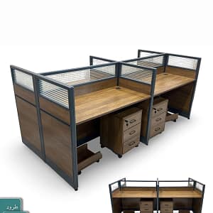 مكتب ورك ستيشن بتصميم هندسي أنيق رباعية 140×120 سم
